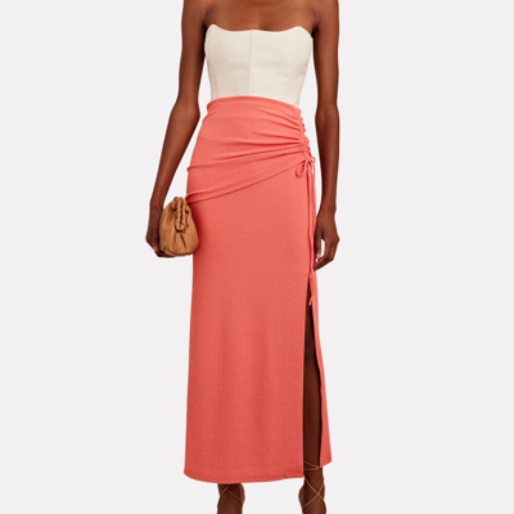 Significant Other Peach Ribbed Maxi Skirt.